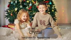  Presentation with children anime - Presentation theme with happy children and fluffy cat background and a coral colored foreground