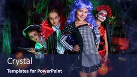  Presentation with celebrate - Slide set featuring happy-children-celebrate-halloween background and a navy blue colored foreground