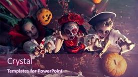  Presentation with celebrate - Cool new theme with happy-children-celebrate-halloween backdrop and a violet colored foreground