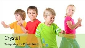  Presentation with happy life - Audience pleasing slide deck consisting of happy children dancing backdrop and a yellow colored foreground