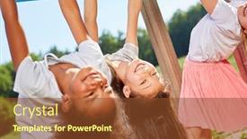  Presentation with happy holidays - Audience pleasing presentation consisting of happy-children-doing-gymnastics backdrop and a tawny brown colored foreground