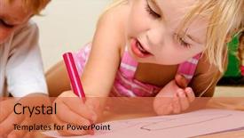  Presentation with crayons - Presentation enhanced with happy children drawing with crayon background and a  colored foreground