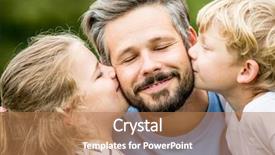  Presentation with give - Presentation design consisting of happy children give father background and a coral colored foreground