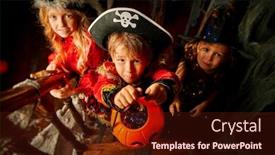  Presentation with old house - Beautiful slides featuring happy children in carnival costumes trick or treating with pumpkin basket in the old wooden house halloween party backdrop and a wine colored foreground