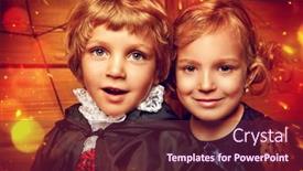  Presentation with vampire - PPT layouts consisting of happy-children-in-witch background and a tawny brown colored foreground
