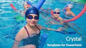  Presentation with kids health - Colorful theme enhanced with happy children kids group backdrop and a teal colored foreground