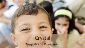  Presentation with crowd - PPT layouts having happy children of different background and a coral colored foreground