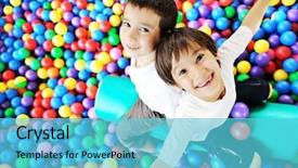  Presentation with children playing - Amazing PPT theme having happy children playing and having backdrop and a light blue colored foreground