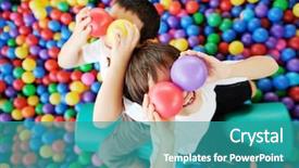  Presentation with children playing - PPT theme with happy children playing and having background and a teal colored foreground