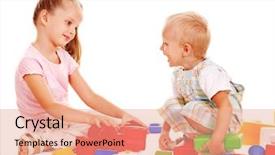  Presentation with building blocks - Amazing slide set having happy children playing building blocks backdrop and a  colored foreground
