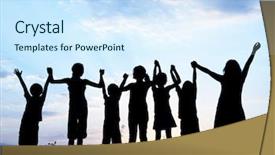  Presentation with children playing - Amazing slide deck having happy children playing on hot backdrop and a cool aqua colored foreground