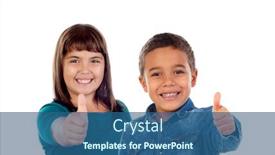  Presentation with saying - PPT theme consisting of happy-children-saying-ok background and a ocean colored foreground