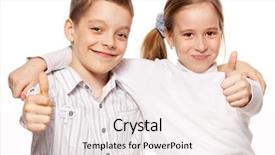  Presentation with kids sleep children books - Presentation theme featuring happy children showing ok isolated background and a  colored foreground