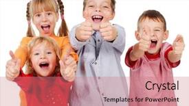  Presentation with children bone - Slide deck enhanced with happy children showing thumb up background and a coral colored foreground