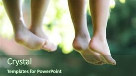  Presentation with grass - Slide deck with happy children sitting on green background and a tawny brown colored foreground