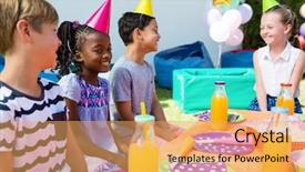  Presentation with children talking - PPT theme having happy children talking while sitting background and a  colored foreground