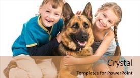  Presentation with shepherd sheep - Cool new PPT theme with happy children with a shepherd backdrop and a coral colored foreground