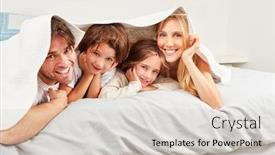  Presentation with children parents - PPT theme featuring happy-children-with-their-parents background and a lemonade colored foreground