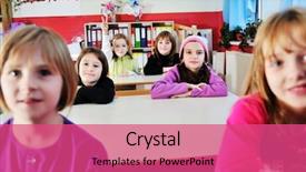  Presentation with childrens - Presentation featuring happy childrens group in school background and a  colored foreground