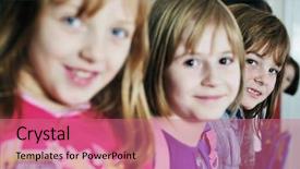  Presentation with childrens - Presentation theme consisting of happy childrens group in school background and a  colored foreground