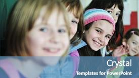  Presentation with childrens - Presentation with happy childrens group in school background and a  colored foreground