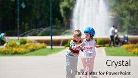  Presentation with childrens - Colorful presentation theme enhanced with learning to ride a bike backdrop and a light gray colored foreground