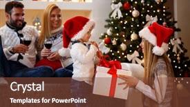  Presentation with christmas kids - Cool new PPT layouts with happy christmas - smiling kids opening backdrop and a tawny brown colored foreground