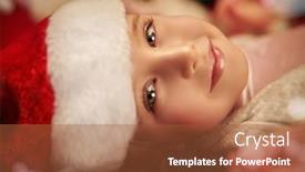  Presentation with christmas girl - Cool new PPT theme with happy-christmas-and-new-year backdrop and a red colored foreground