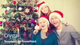  Presentation with new parents at home baby - Slide deck enhanced with happy christmas family portrait smiling background and a  colored foreground