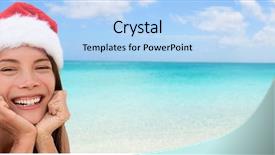  Presentation with banner blue - Slides having happy christmas santa hat asian background and a light blue colored foreground