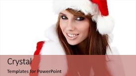  Presentation with white christmas - Slide deck enhanced with happy christmas woman over white background and a  colored foreground