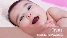  Presentation with cute baby - Presentation theme having happy chubby and smiling baby background and a coral colored foreground