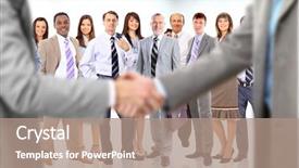  Presentation with shaking hands - Amazing slide deck having happy client - business people shaking hands backdrop and a coral colored foreground