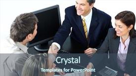  Presentation with team - Beautiful presentation featuring happy client - smiling business people team working backdrop and a ocean colored foreground