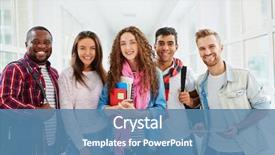  Presentation with college students - PPT theme consisting of happy college students looking background and a teal colored foreground