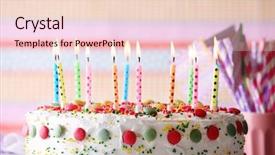  Presentation with happy birthday cake - Cool new slide deck with happy colour plain - birthday cake with candle backdrop and a lemonade colored foreground