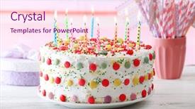  Presentation with happy birthday cake - Presentation theme featuring happy colour plain - birthday cake with candle background and a pink colored foreground