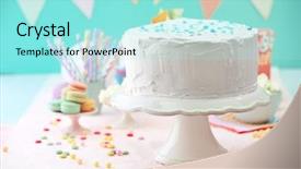  Presentation with birthday cake - Slide deck featuring happy colour plain - birthday decorated cake on color background and a arctic colored foreground
