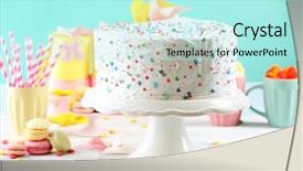  Presentation with birthday cake colorful candles - Presentation featuring happy colour plain - birthday decorated cake on colorful background and a arctic colored foreground