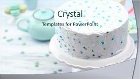  Presentation with mini birthday cake celebration - Presentation design consisting of happy colour plain - birthday decorated cake on stand background and a  colored foreground