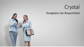  Presentation with using digital tablet - Presentation theme enhanced with happy colour plain - businesswomen using digital tablet background and a light gray colored foreground