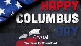  Presentation with columbus - Beautiful presentation design featuring happy columbus day text with old timey sailing ship and us american flag backdrop and a tawny brown colored foreground