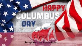  Presentation with columbus - Presentation theme with happy columbus day text with old timey sailing ship and us american flag background and a red colored foreground