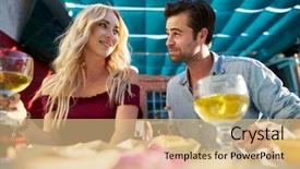  Presentation with tacos - Slide deck having happy couple at restaurant background and a coral colored foreground