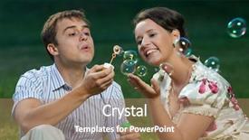  Presentation with soap - Presentation having happy-couple-blowing-soap-bubbles background and a coral colored foreground