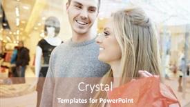  Presentation with mall - Slide set having happy-couple-carrying-bags background and a coral colored foreground