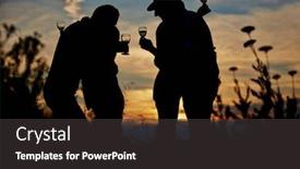  Presentation with sparkling wine - Beautiful presentation theme featuring happy-couple-celebrate-birthday backdrop and a dark gray colored foreground