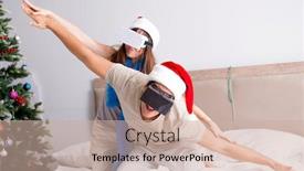  Presentation with happy holiday - Audience pleasing PPT layouts consisting of happy-couple-celebrating-christmas-holiday backdrop and a soft green colored foreground