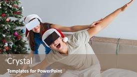  Presentation with happy holiday - Amazing PPT theme having happy-couple-celebrating-christmas-holiday backdrop and a coral colored foreground