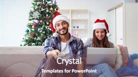  Presentation with happy holiday - Beautiful slides featuring happy couple celebrating christmas holiday backdrop and a violet colored foreground